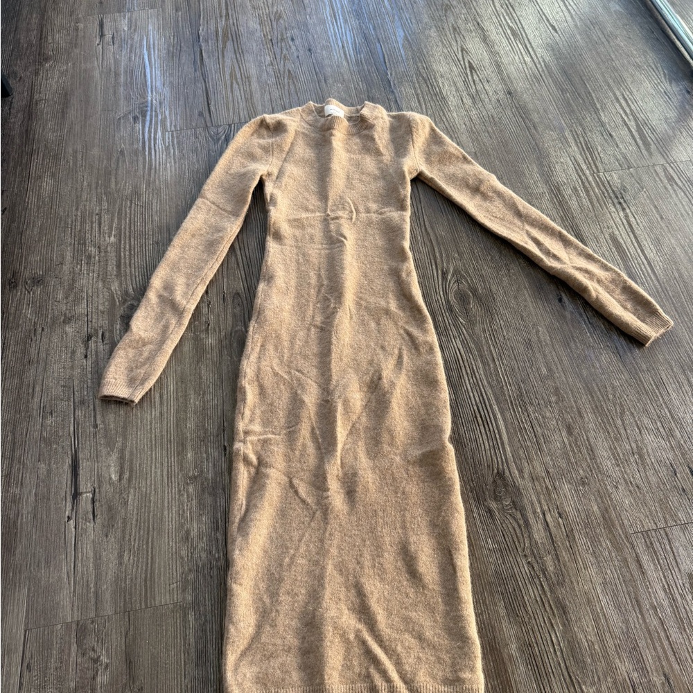 Sweater Tan Long Sleeve Dress